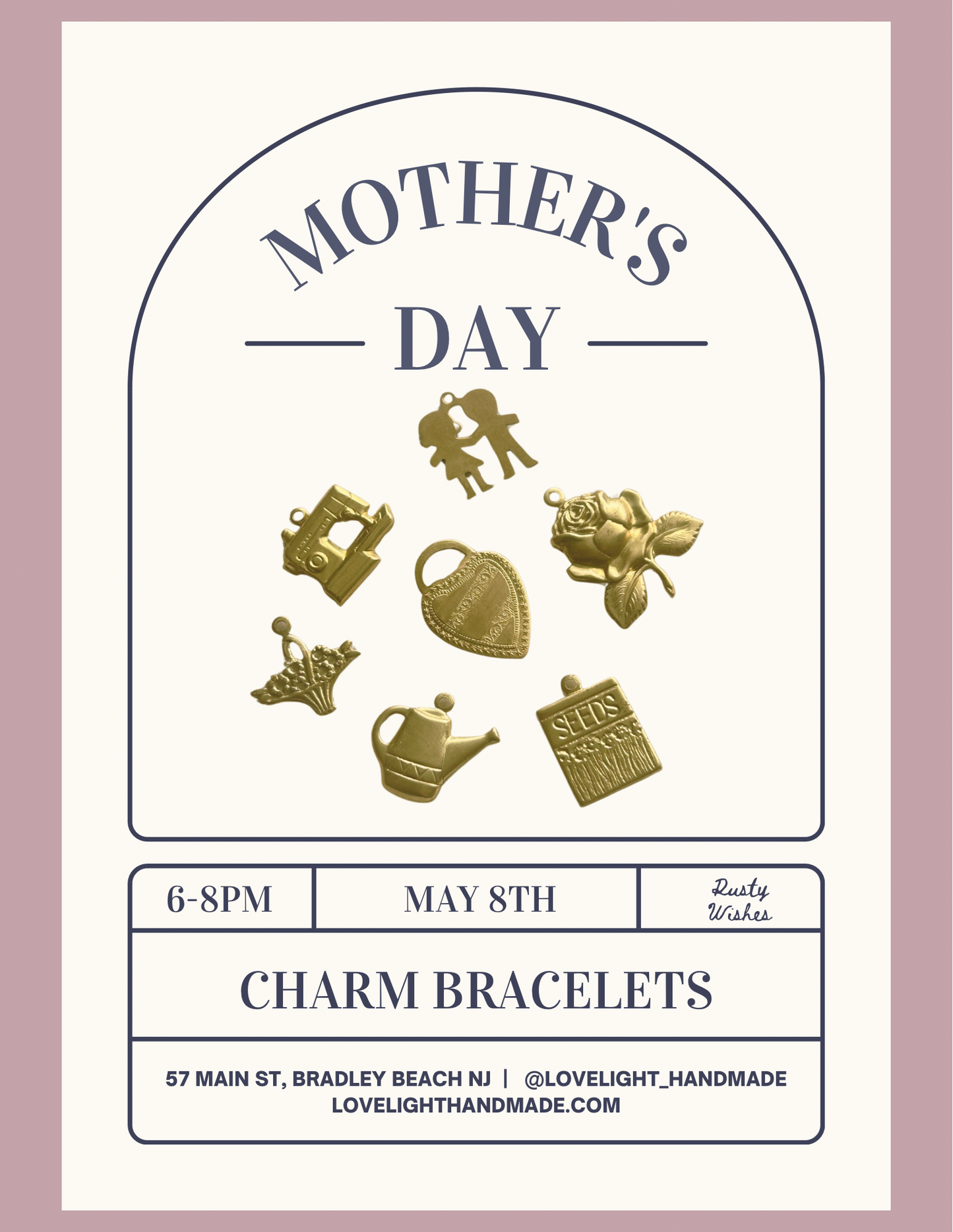 Charm Bracelet Workshop with Rusty Wishes 4/26 & 5/8